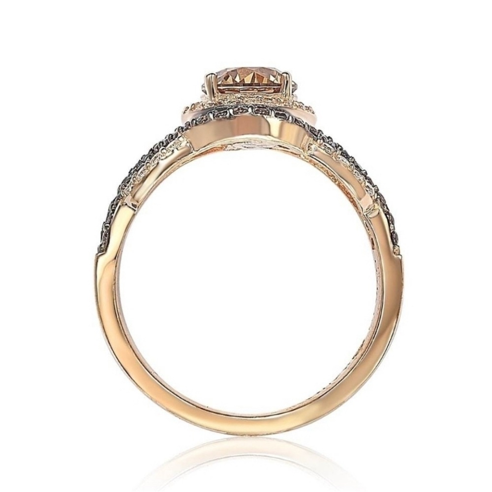 👉✨️Suzy Levian Rosed Sterling Brown Cubic Zirconia Crossover Bridal Ring Sz 7 - Picture 5 of 7